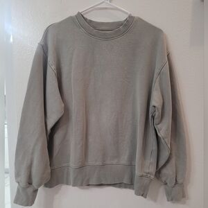 Aritzia Tna Cozy Fleece Oversized Crew Grey Sweatshirt